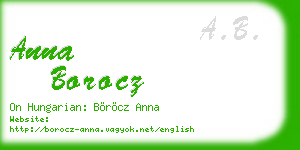 anna borocz business card