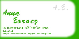 anna borocz business card